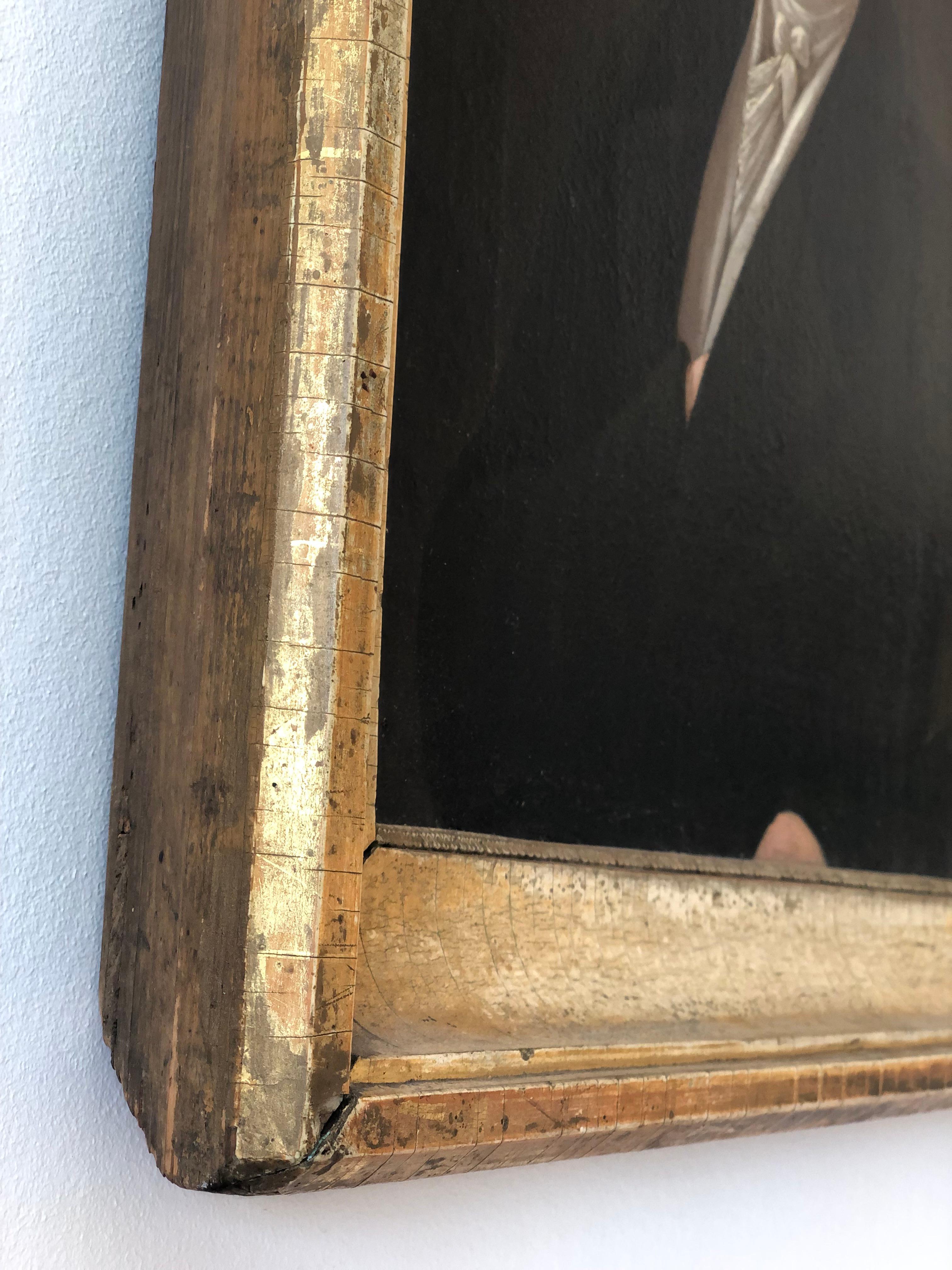 19th Century Antique Portrait Painting of a German Gentleman - Original Gilded Frame For Sale