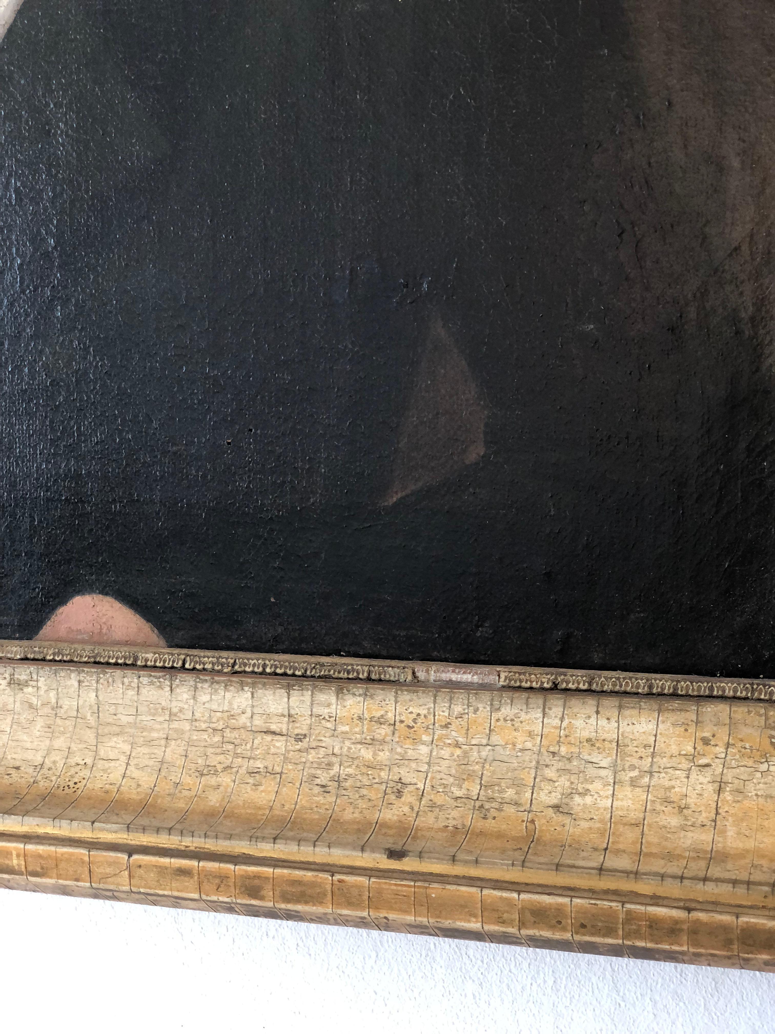 Canvas Antique Portrait Painting of a German Gentleman - Original Gilded Frame For Sale