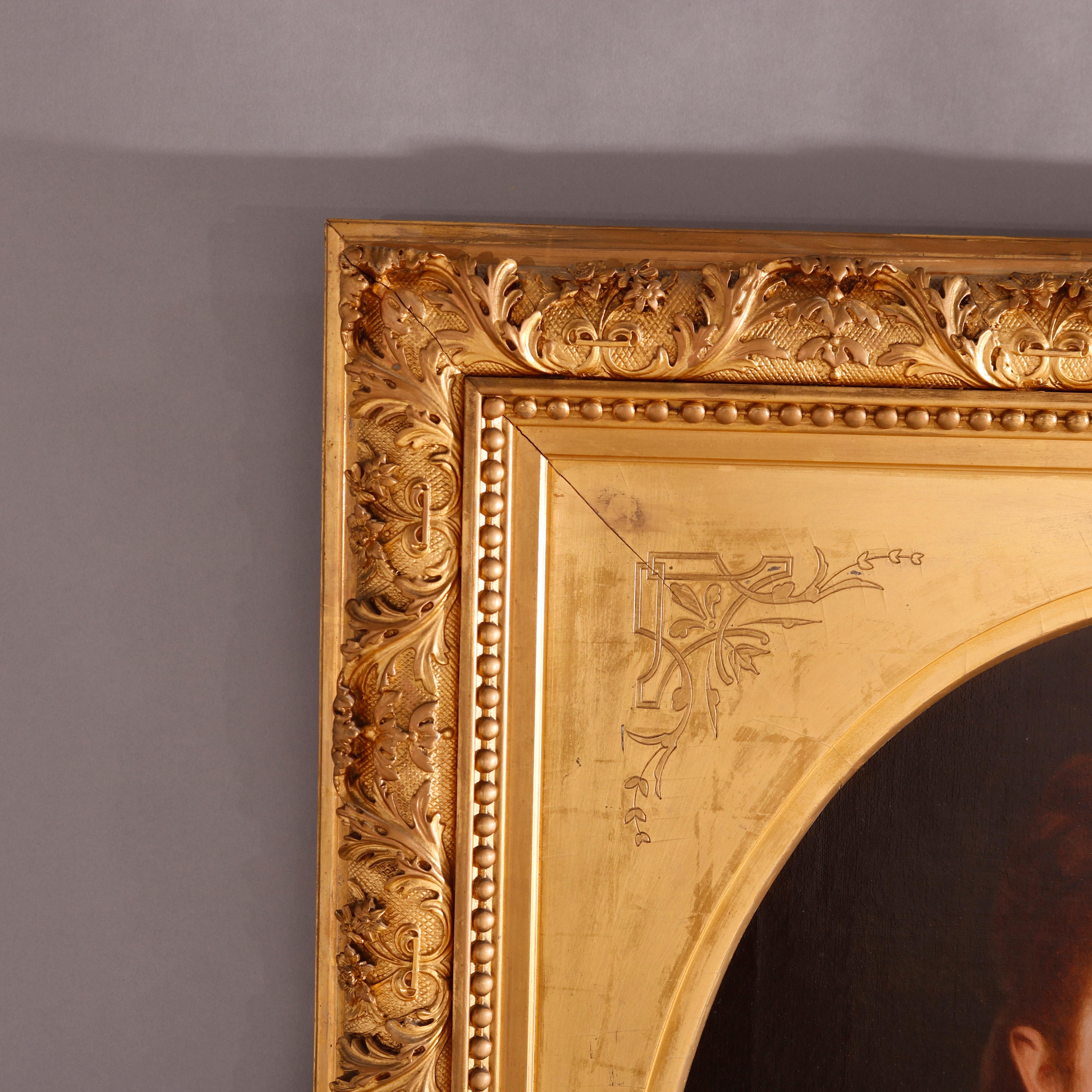 Antique Portrait Painting of a Woman in Aesthetic Giltwood Frame, circa ...