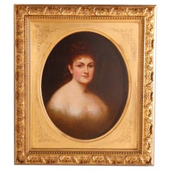 Antique Portrait Painting of a Woman in Aesthetic Giltwood Frame, circa 1880