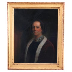 Antique Portrait Painting of a Woman in Newcomb Macklin School Frame, c1910