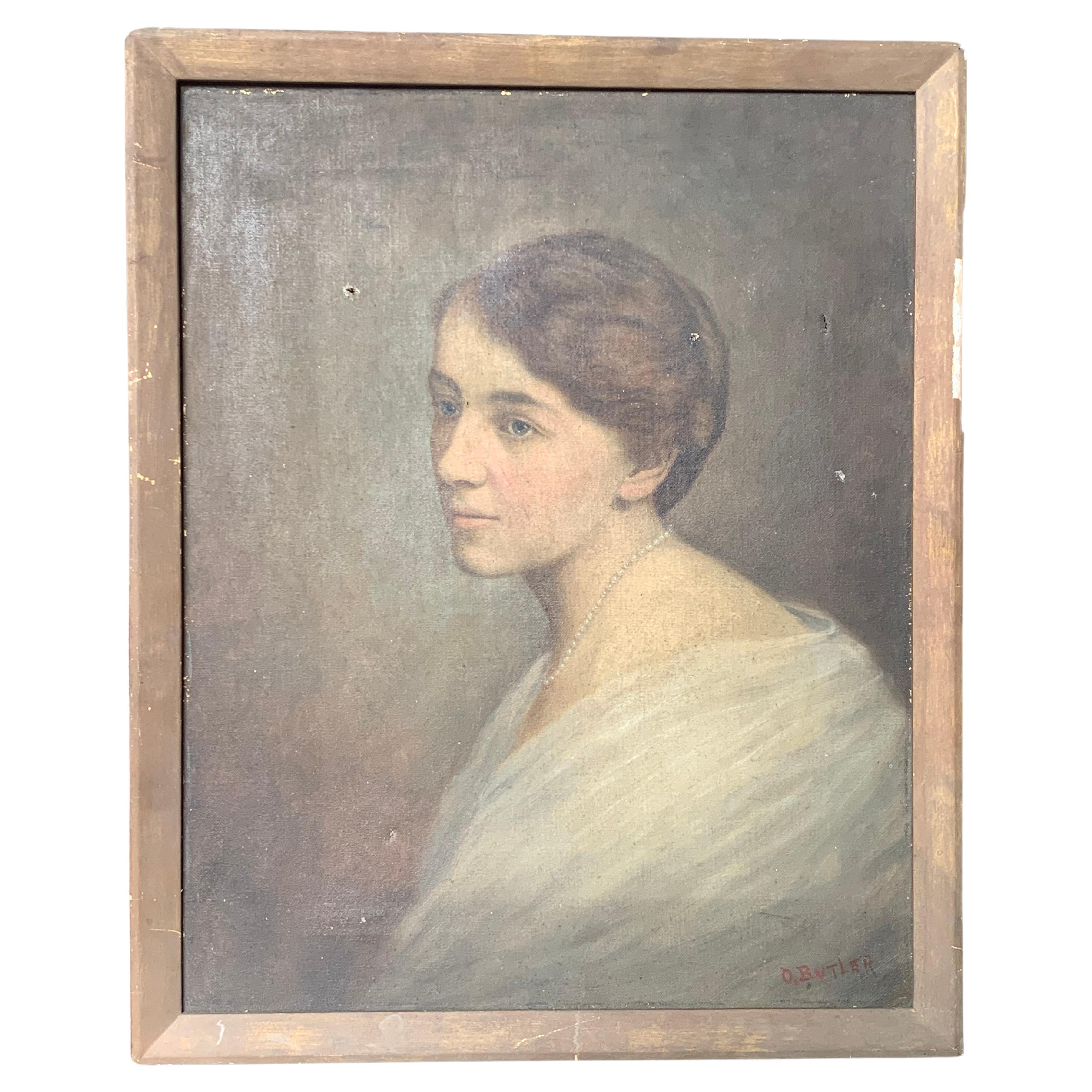 Antique Portrait Painting Of A Young Women  For Sale