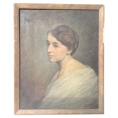 Antique Portrait Painting Of A Young Women 