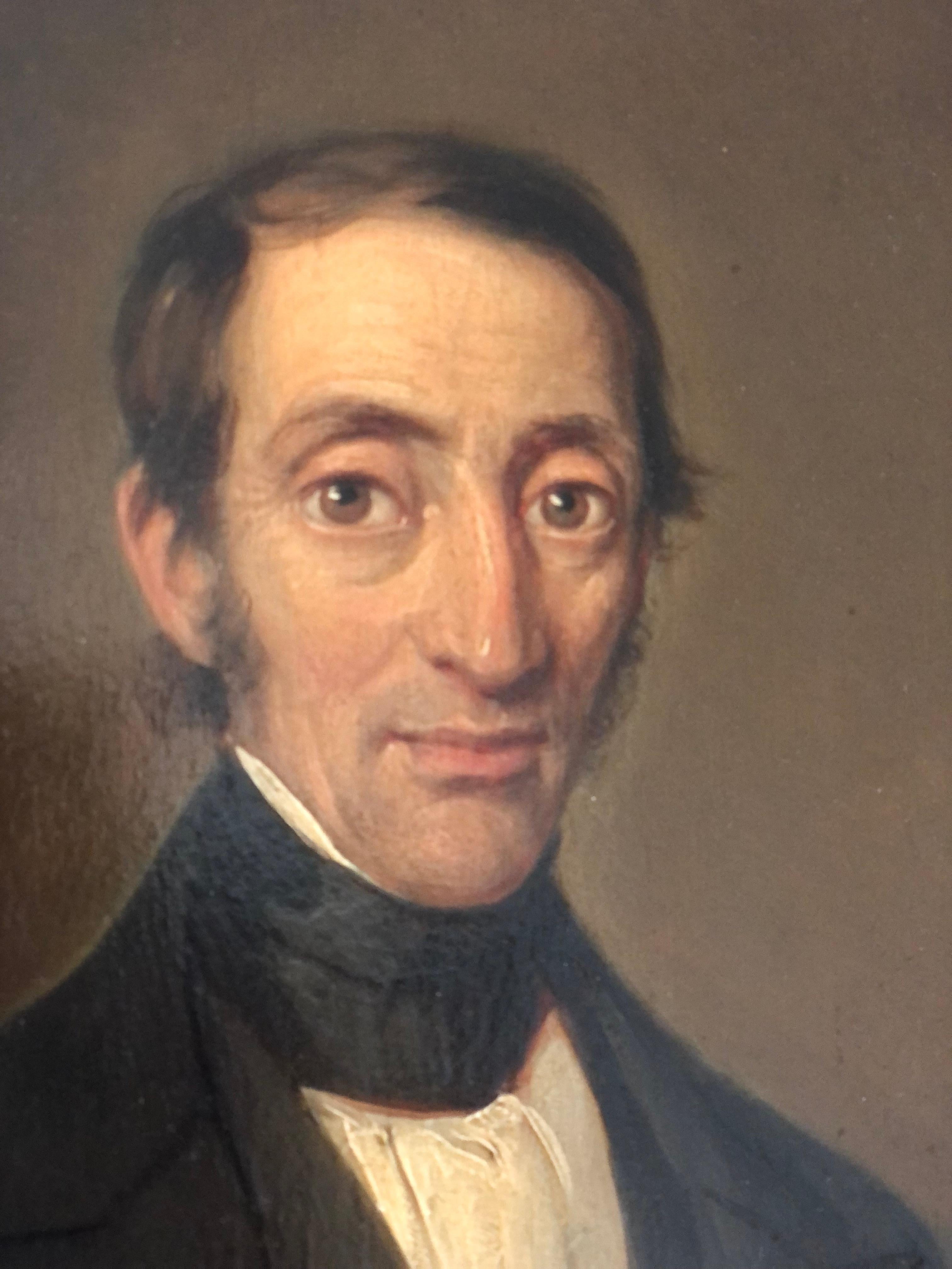 Canvas Antique Portrait Painting of Dutch Elite Doctor - Original Gilded Frame For Sale