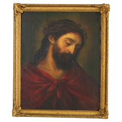 Antique Portrait Painting of Jesus, Framed, Circa 1890