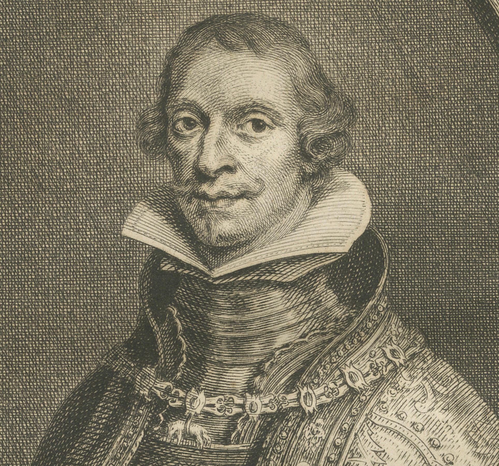 Portrait ancien de Philips IV d'Espagne - Gravure à l'eau-forte de Houbraken, c.1750

Ce portrait finement exécuté au XVIIIe siècle présente Philips IV d'Espagne (1605-1655), l'un des monarques les plus puissants de la dynastie des Habsbourg, qui