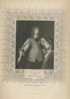 Antique Portrait Prince Rupert – English Civil War Commander, c.1850