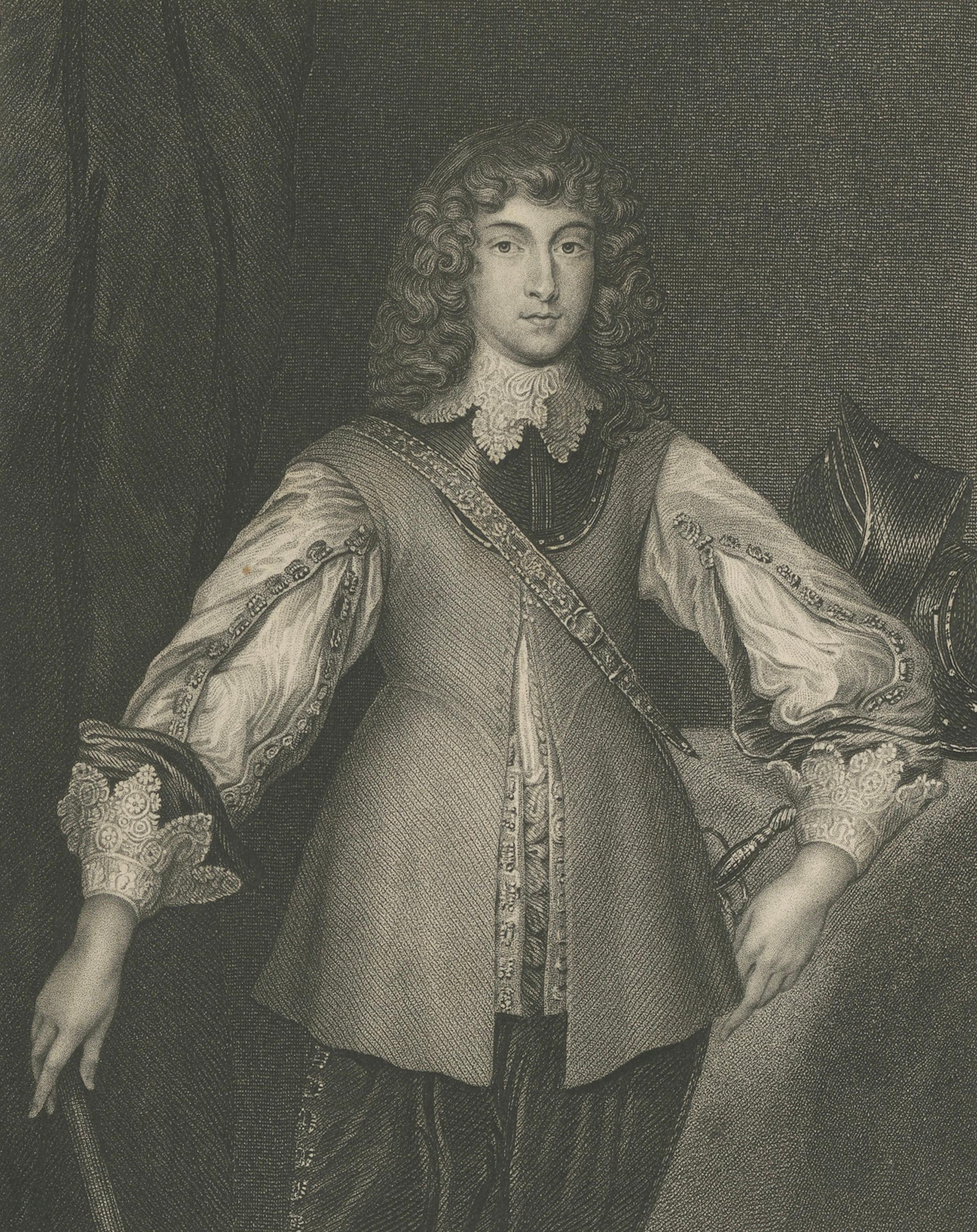 Antique Portrait Prince Rupert – English Civil War Commander, c.1850