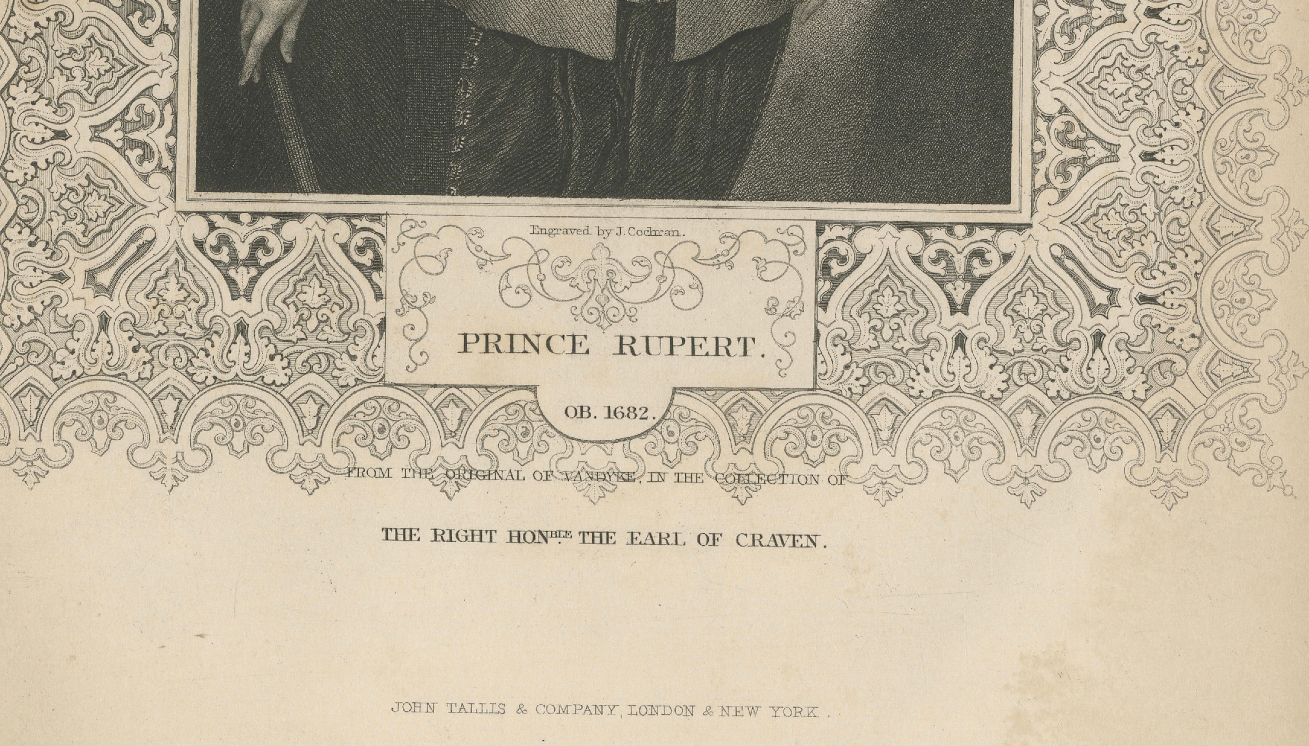 Antique Portrait Prince Rupert – English Civil War Commander, c.1850