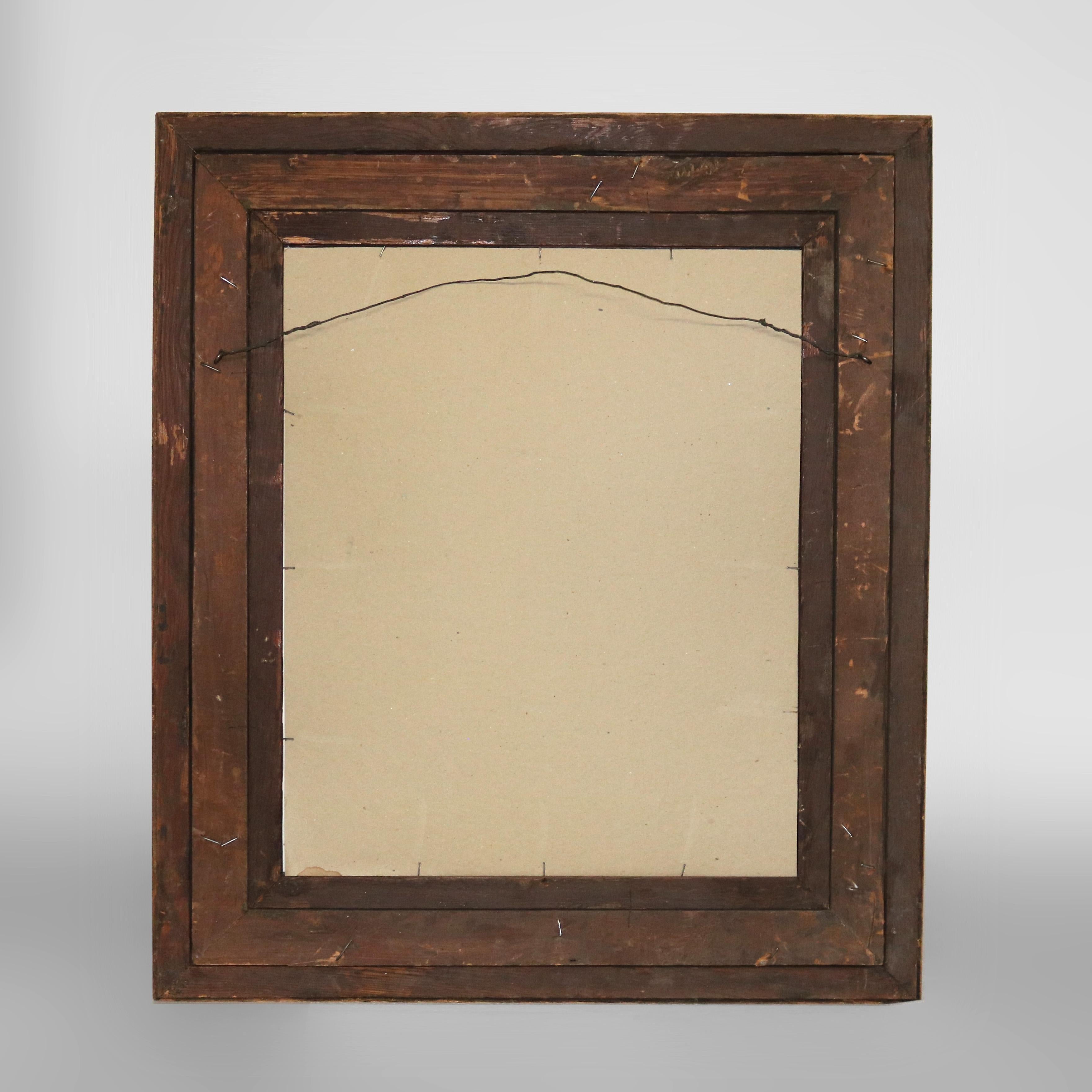 Gravure ancienne d'un portrait d'homme dans un cadre en Oak et feuille d'or C1890 en vente 4
