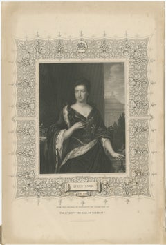 Antique Portrait Queen Anne – Tallis Engraving, British Royalty c.1850
