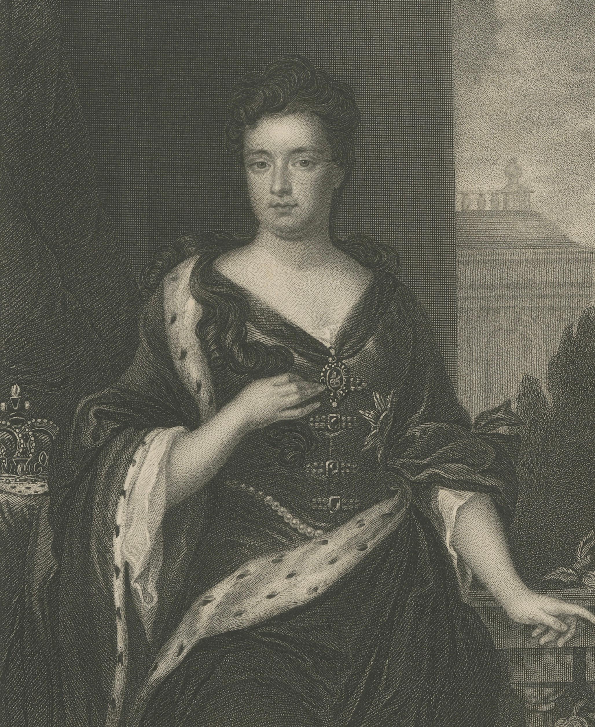 Antique Portrait Queen Anne – Tallis Engraving, British Royalty c.1850