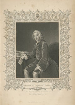 Antique Portrait William Pitt – Earl of Chatham, Tallis Engraving c.1850