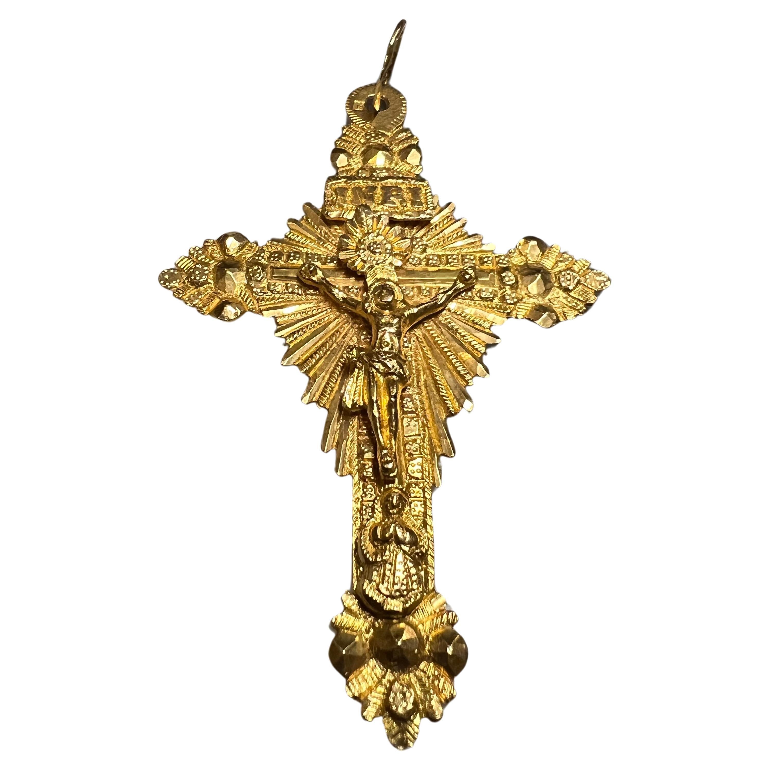 Antique Portuguese 19.2k Gold Crucifix 