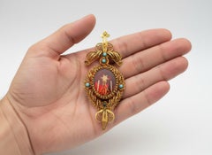Antique Portuguese 19.2Kt Gold Filigree Reliquary handmade Pendant