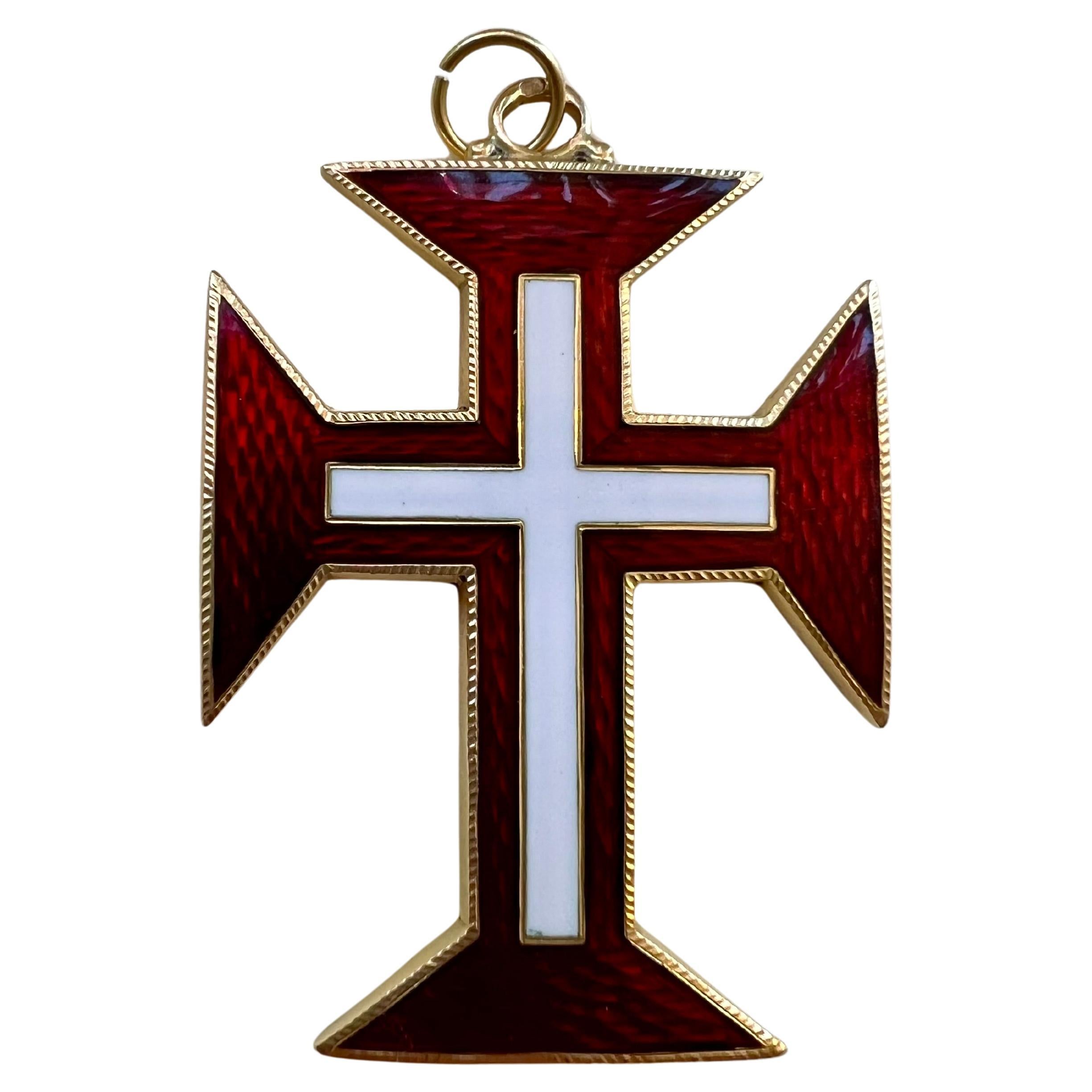 Antique Portuguese 19k Gold Enamel Cross