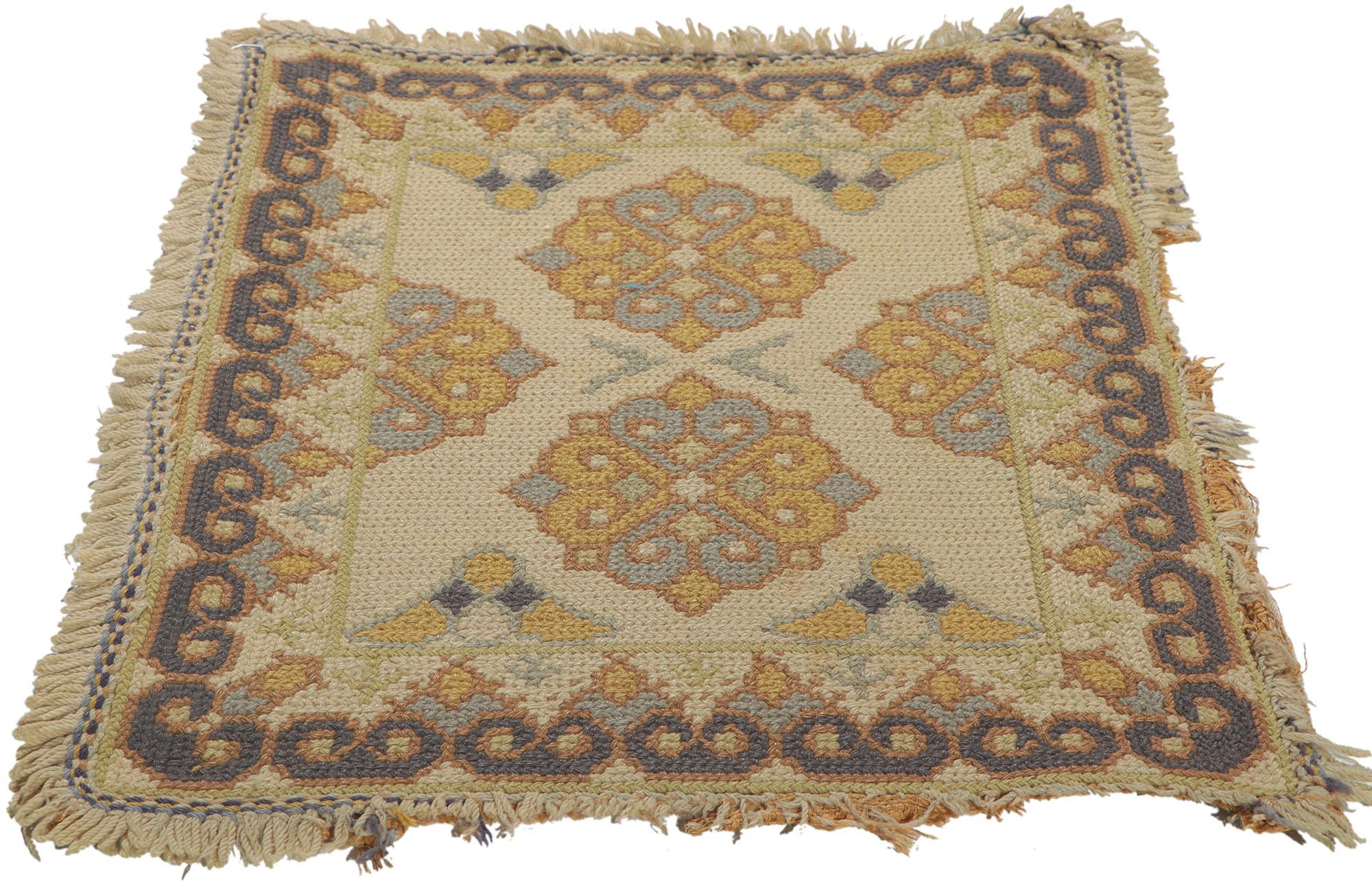 French Provincial Antique Portuguese Arraiolos Needlepoint Rug For Sale
