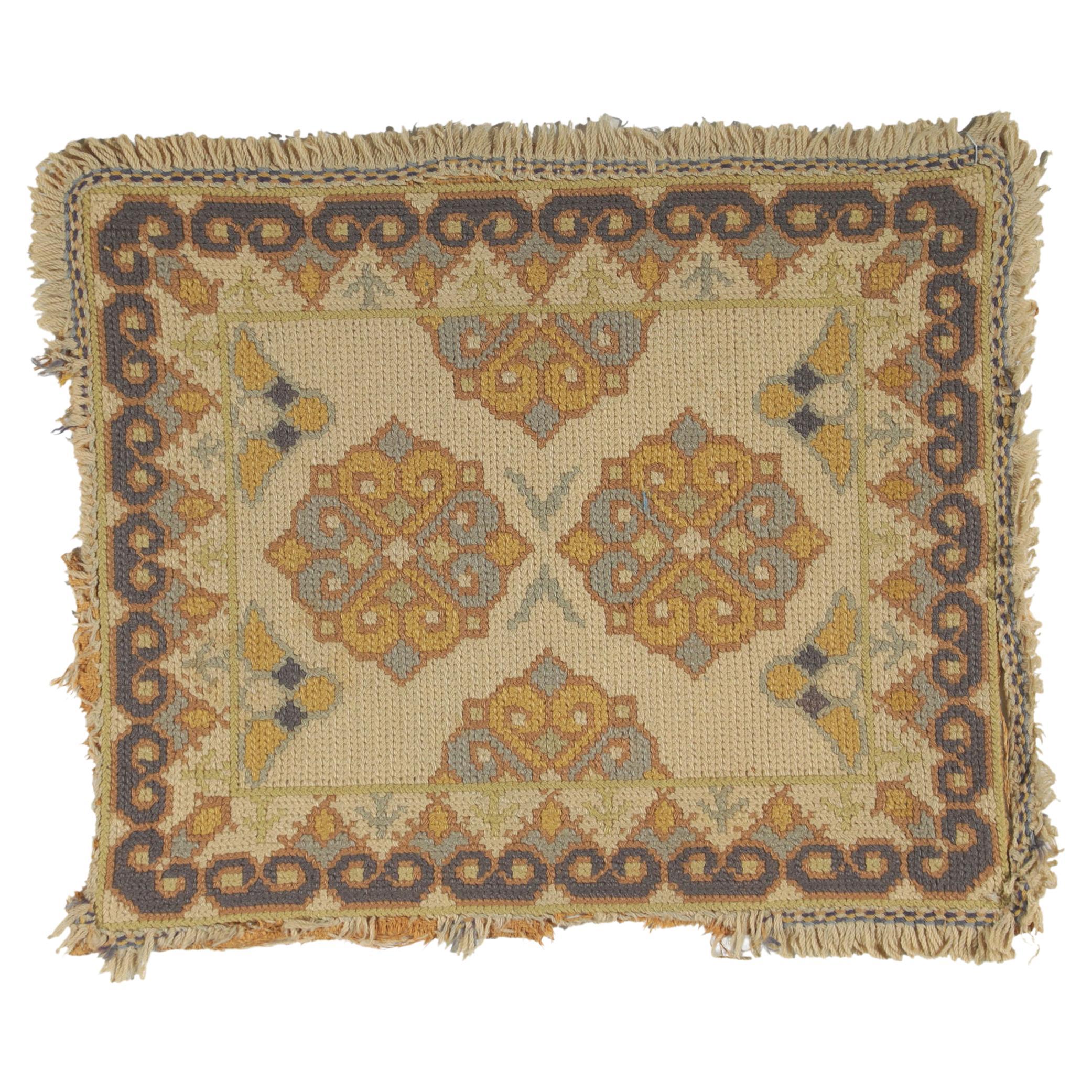 Antique Portuguese Arraiolos Needlepoint Rug For Sale