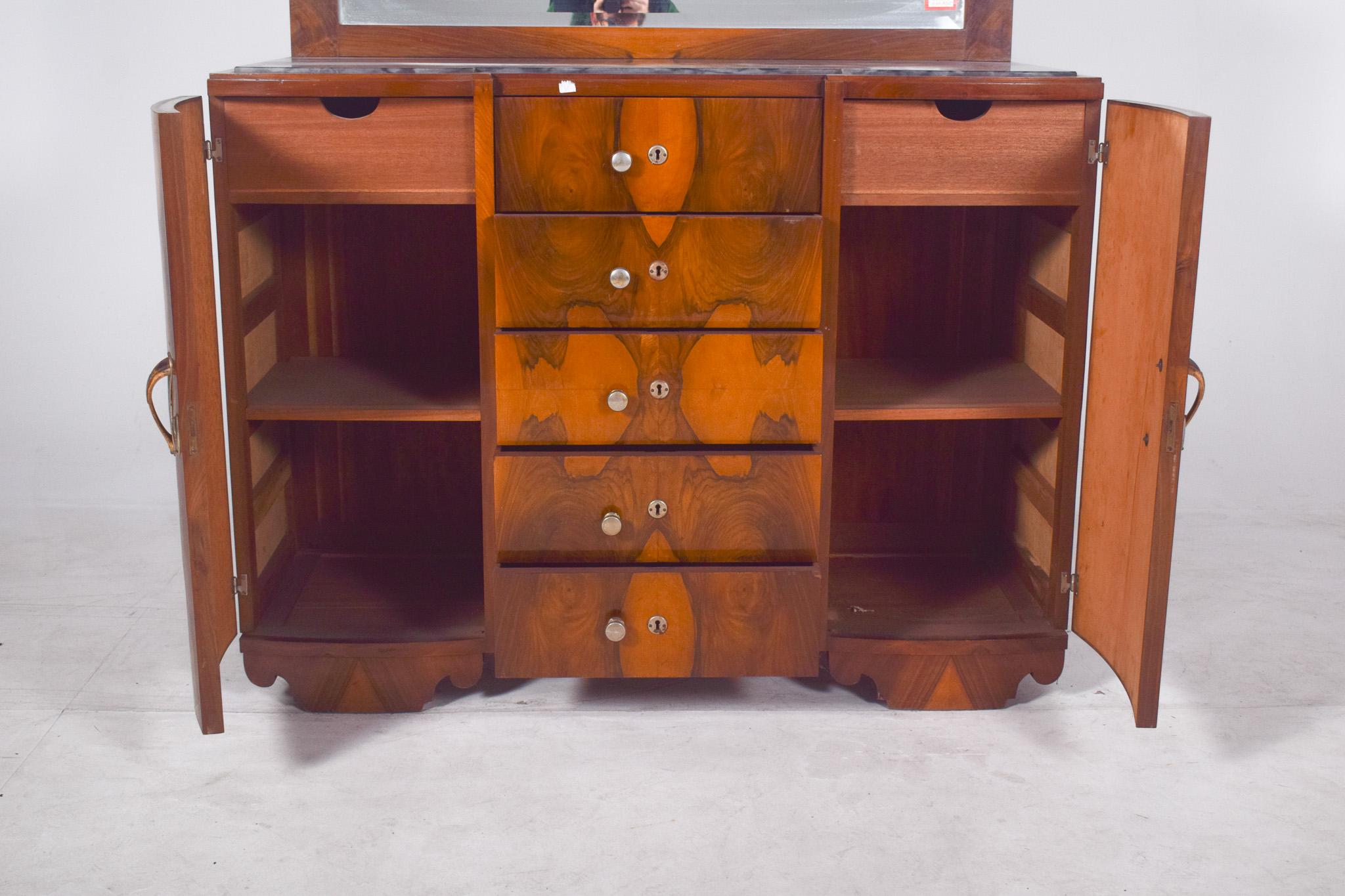 Antique Portuguese Art Deco Mirror Sideboard. For Sale 9