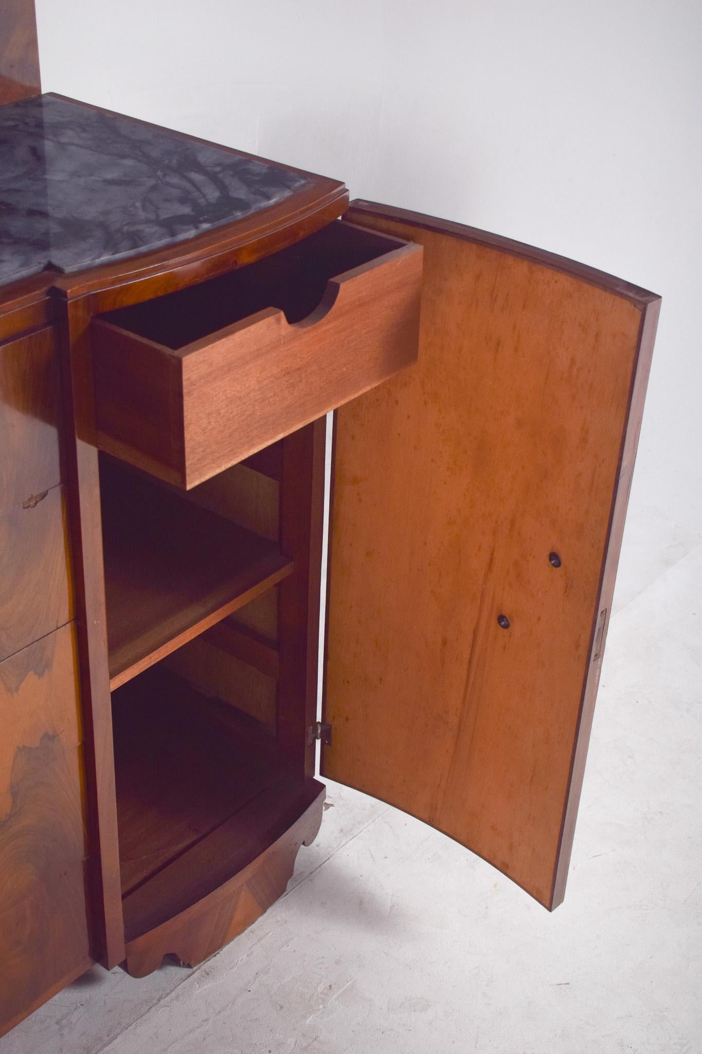 Antique Portuguese Art Deco Mirror Sideboard. For Sale 11