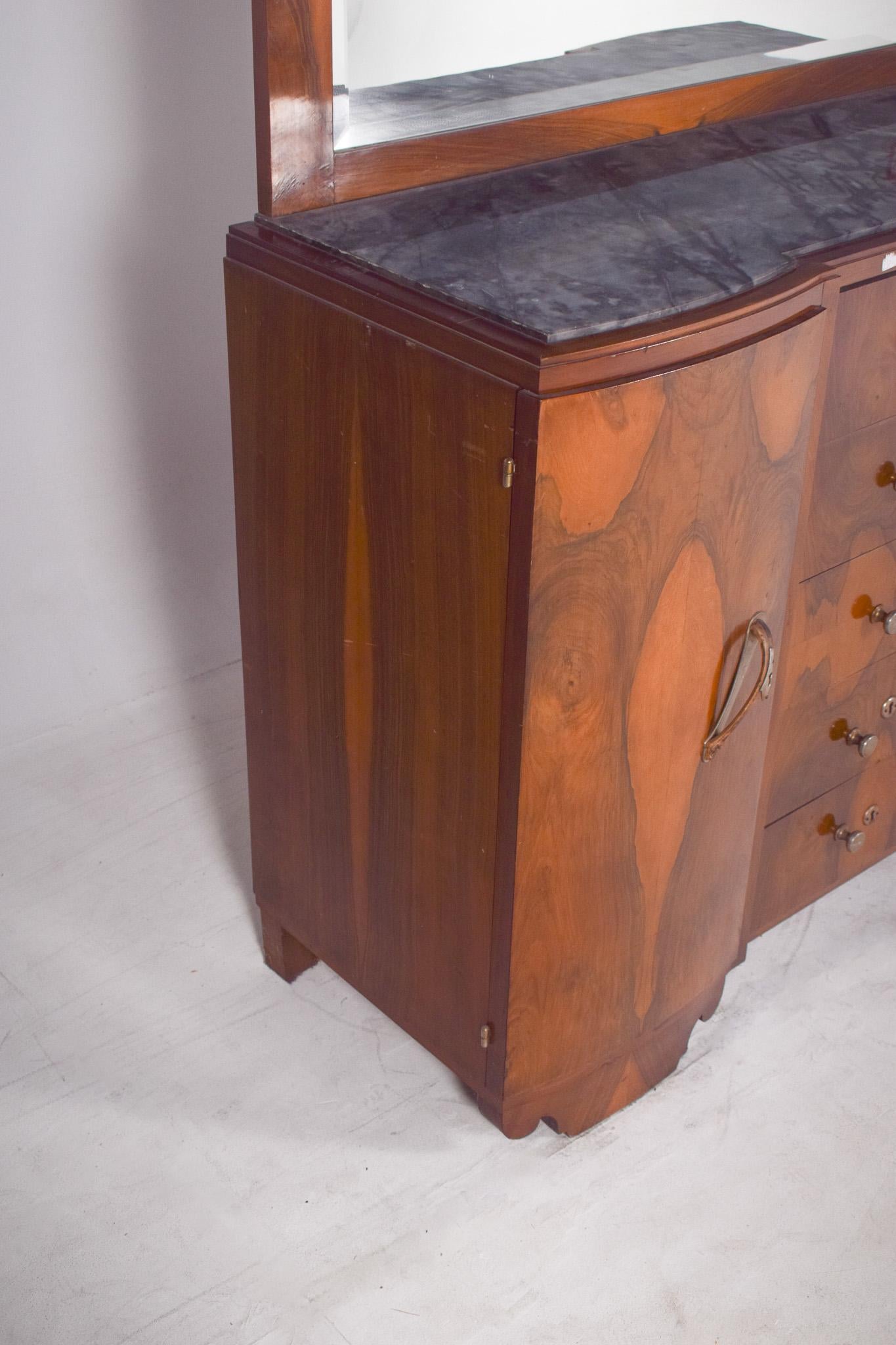 20th Century Antique Portuguese Art Deco Mirror Sideboard. For Sale