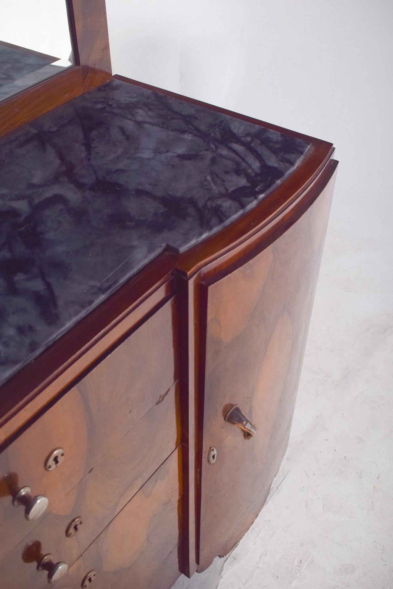Antique Portuguese Art Deco Mirror Sideboard. For Sale 1