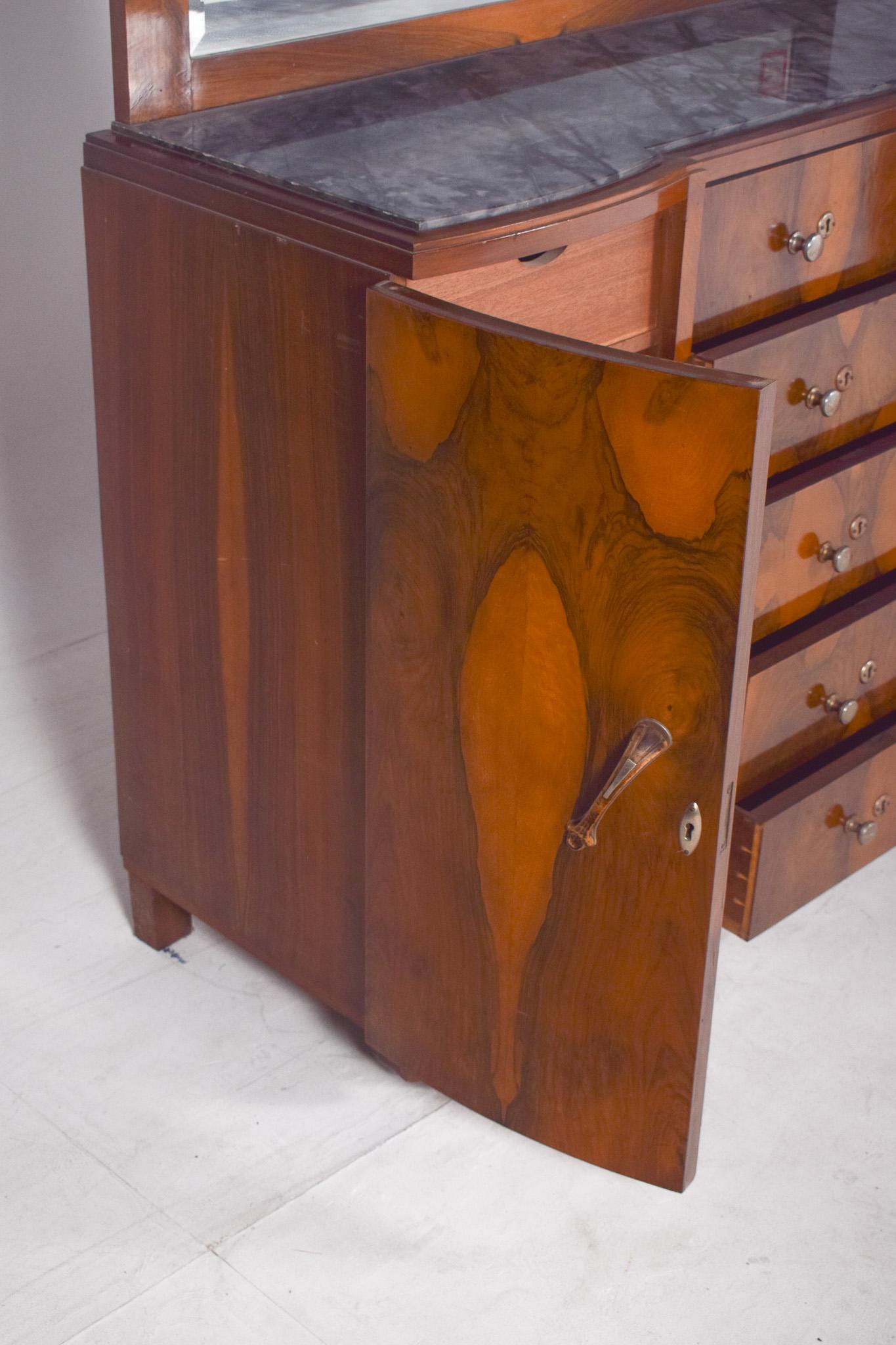 Antique Portuguese Art Deco Mirror Sideboard. For Sale 3