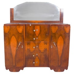 Antique Portuguese Art Deco Mirror Sideboard.