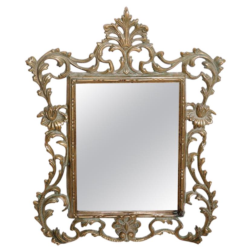 Antique Portuguese Brass Table Top Easel Mirror Frame at 1stDibs