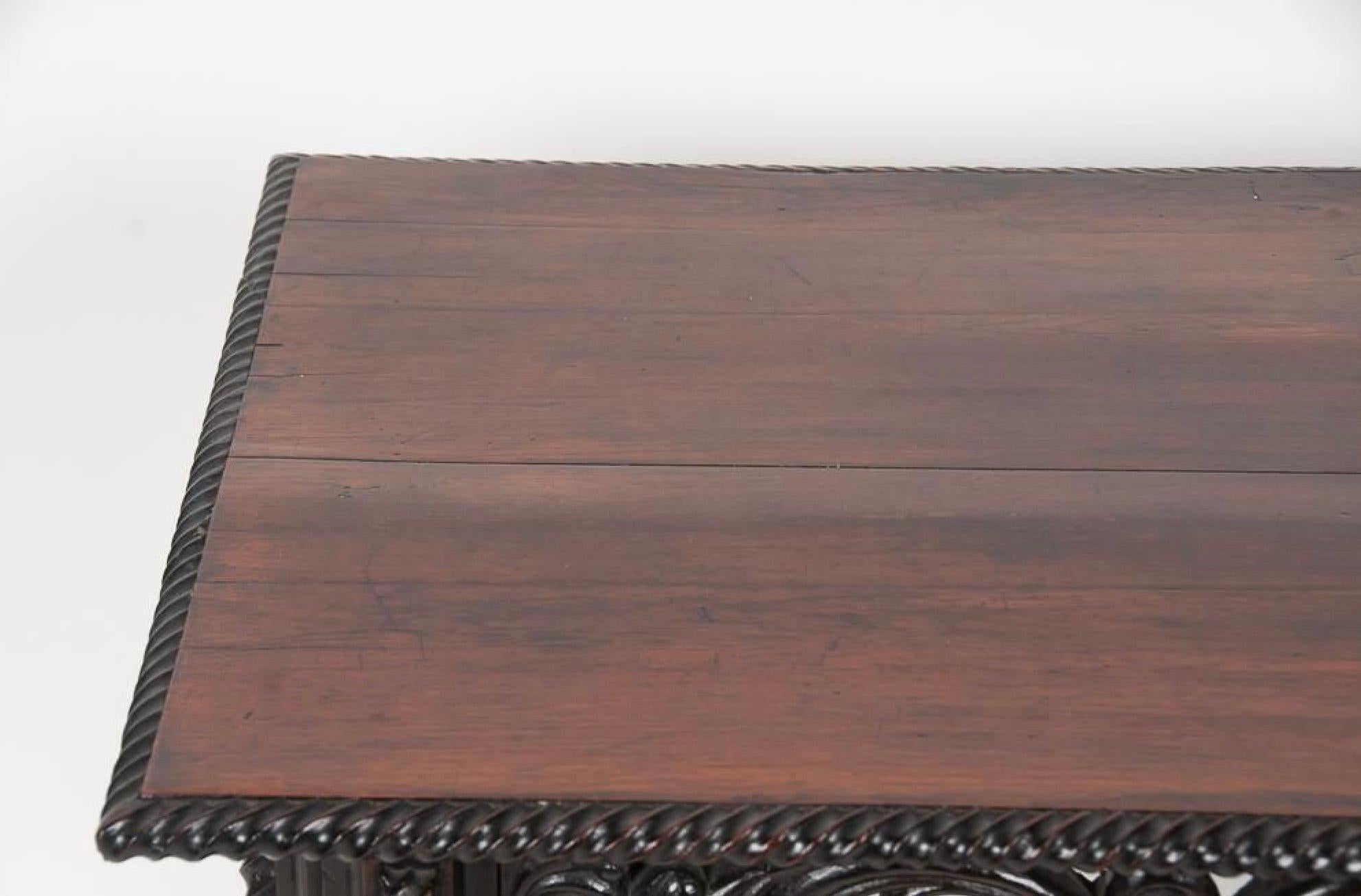 Antique Portuguese Carved Rosewood Side Table With Bulbous Turnings Early 19th C For Sale 10