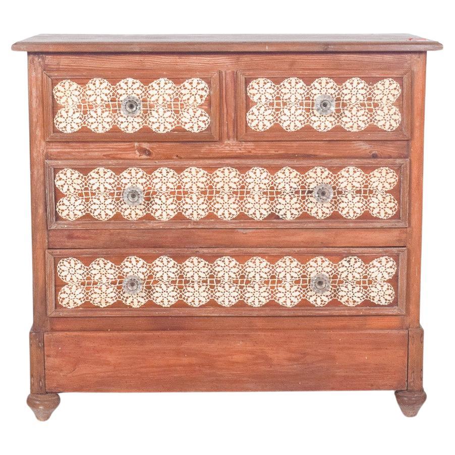 Antique Portuguese Chest of Drawers with Crochet