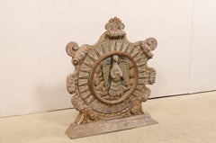 Antique Portuguese Church Plaque Adorned with Rays and Dove at Center