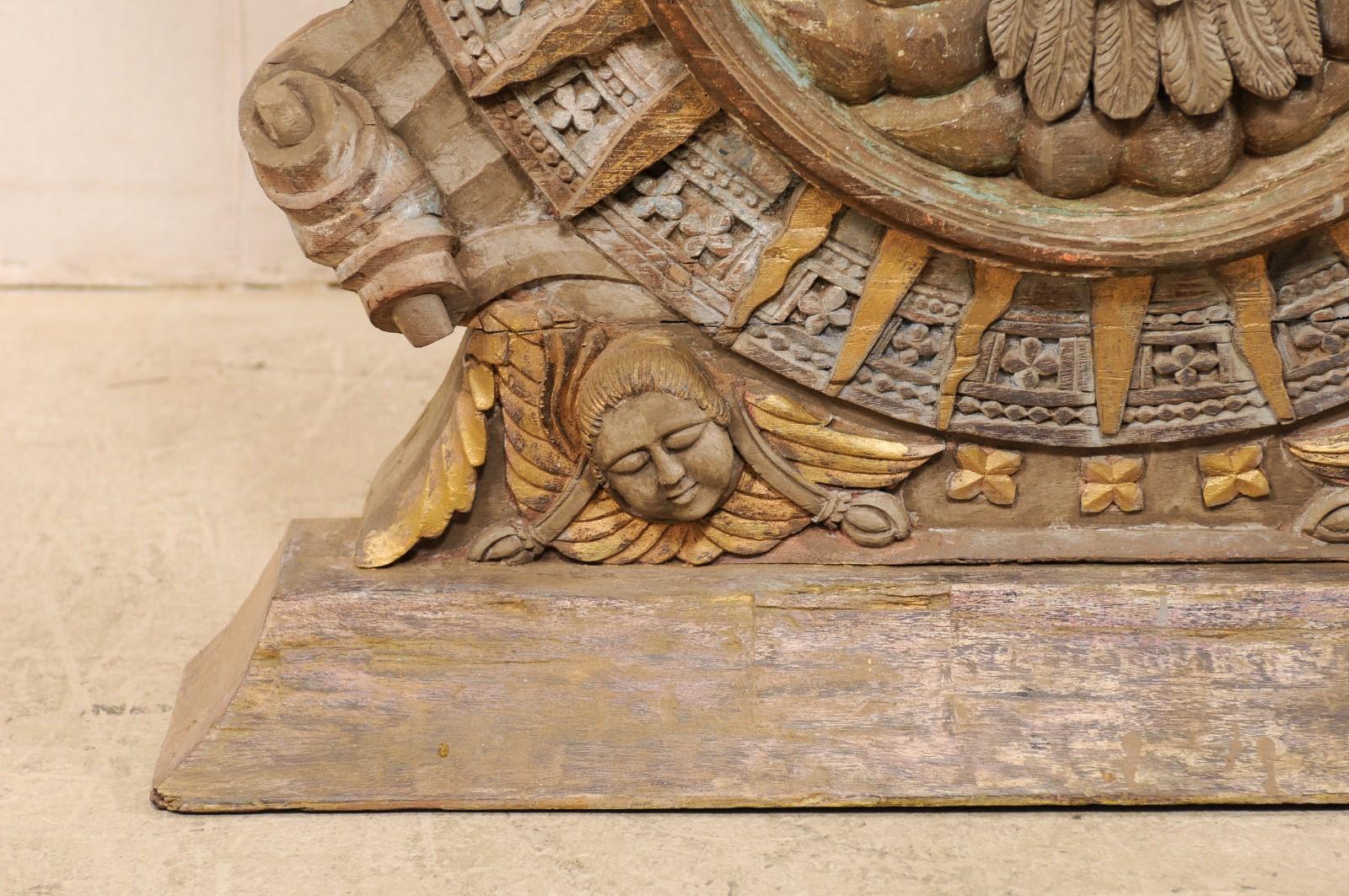 Antique Portuguese Church Plaque Adorned with Rays and Dove at Center For Sale 1