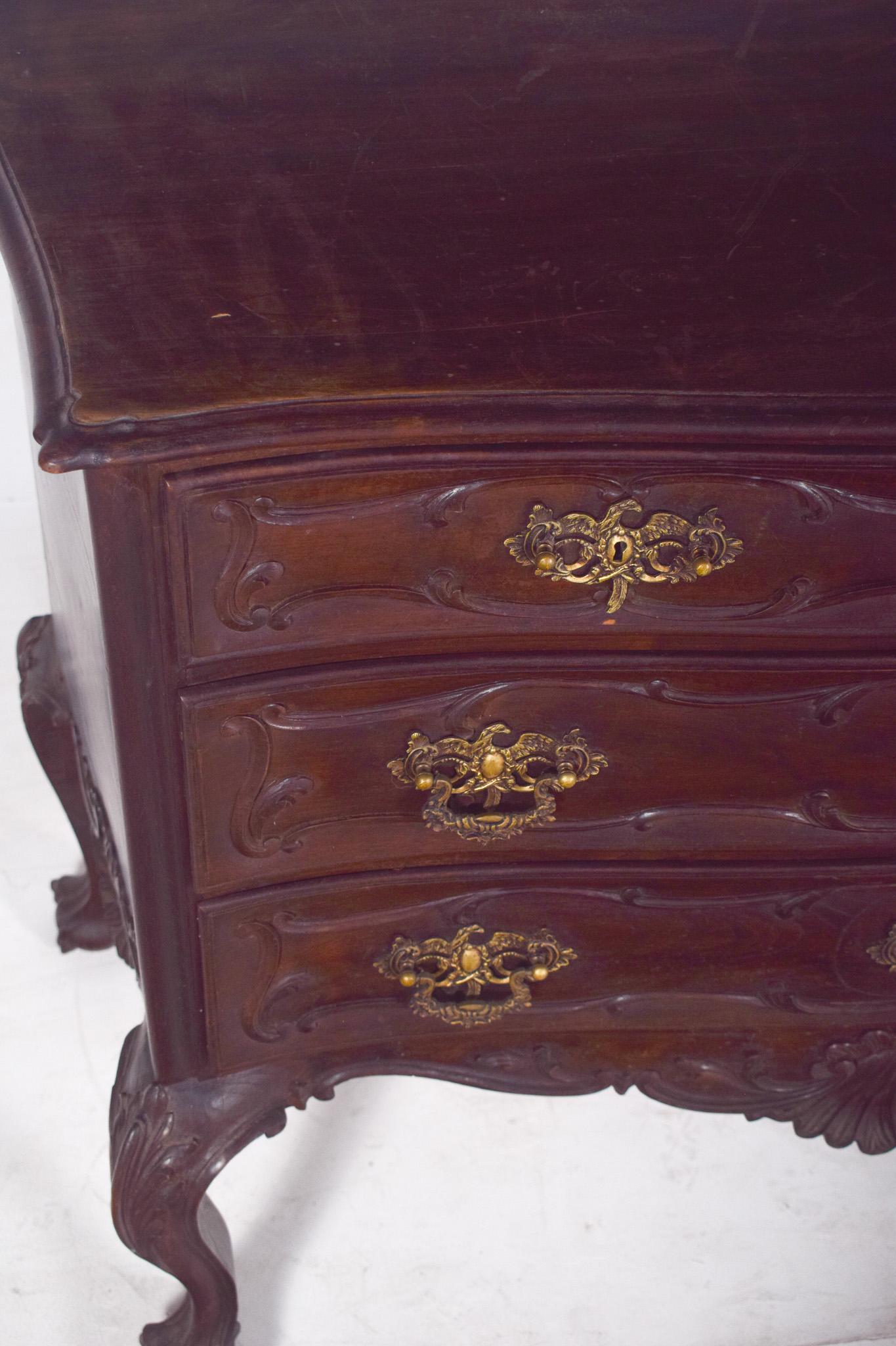 Wood Antique Portuguese D. José-Style Half Chest of Drawers For Sale