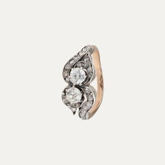 Antique Portuguese Diamond Ring by Leitão & Irmão in Gold and Silver, Circa 1887