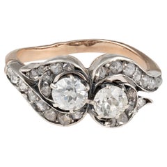 Antique Portuguese Diamond Ring by Leitão & Irmão in Gold and Silver, Circa 1887