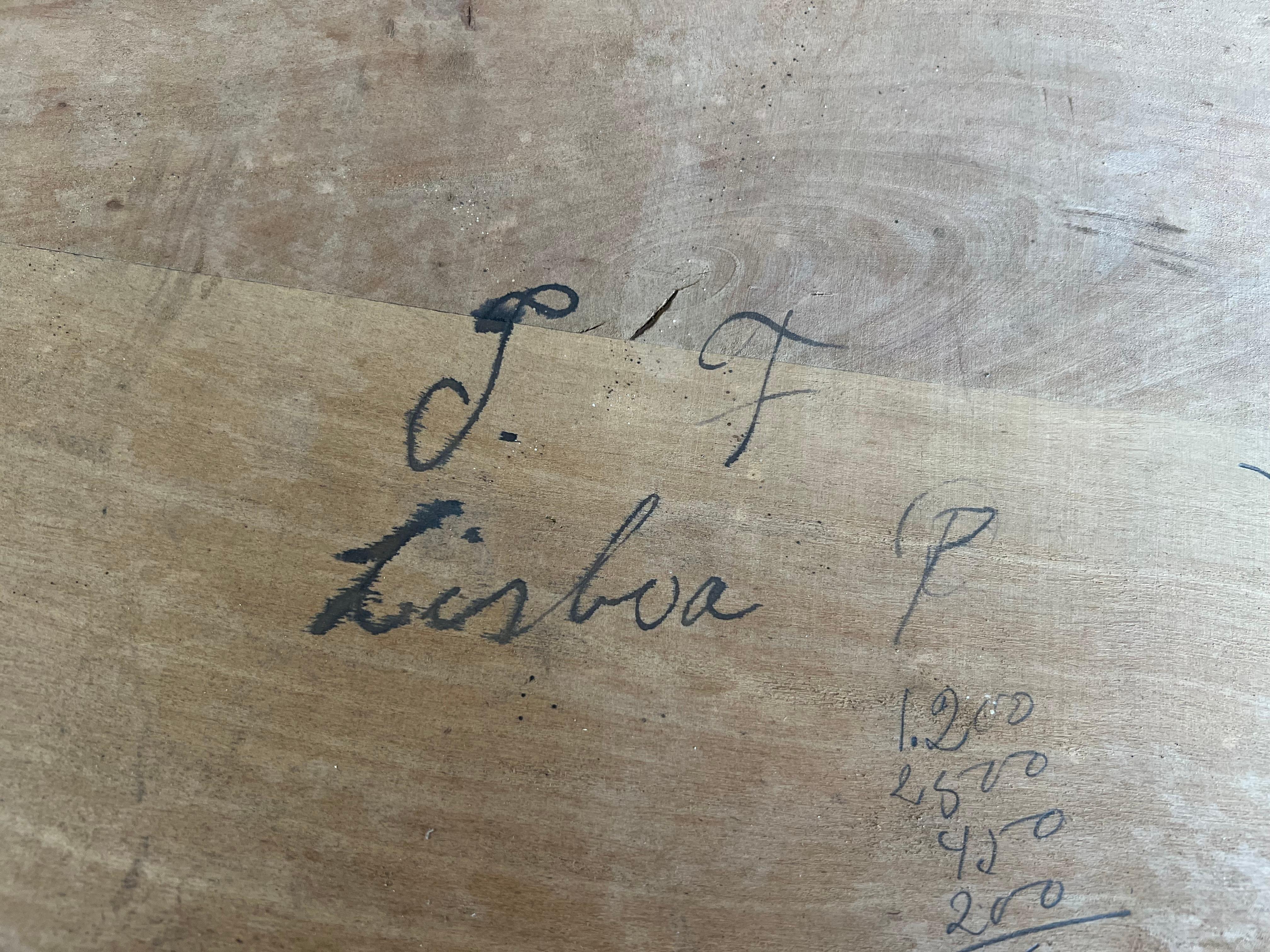 Antiker portugiesischer Buffetheber mit Eucalyptus-Marmorplatte, signiert S.F. Lisboa im Angebot 2