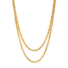 Antique Portuguese Fancy Link Chain Necklace 19k Yellow Gold 38" Extra Long