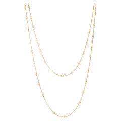Antique Portuguese Long Guard Chain Necklace 19k Yellow Gold 74" Extra Long
