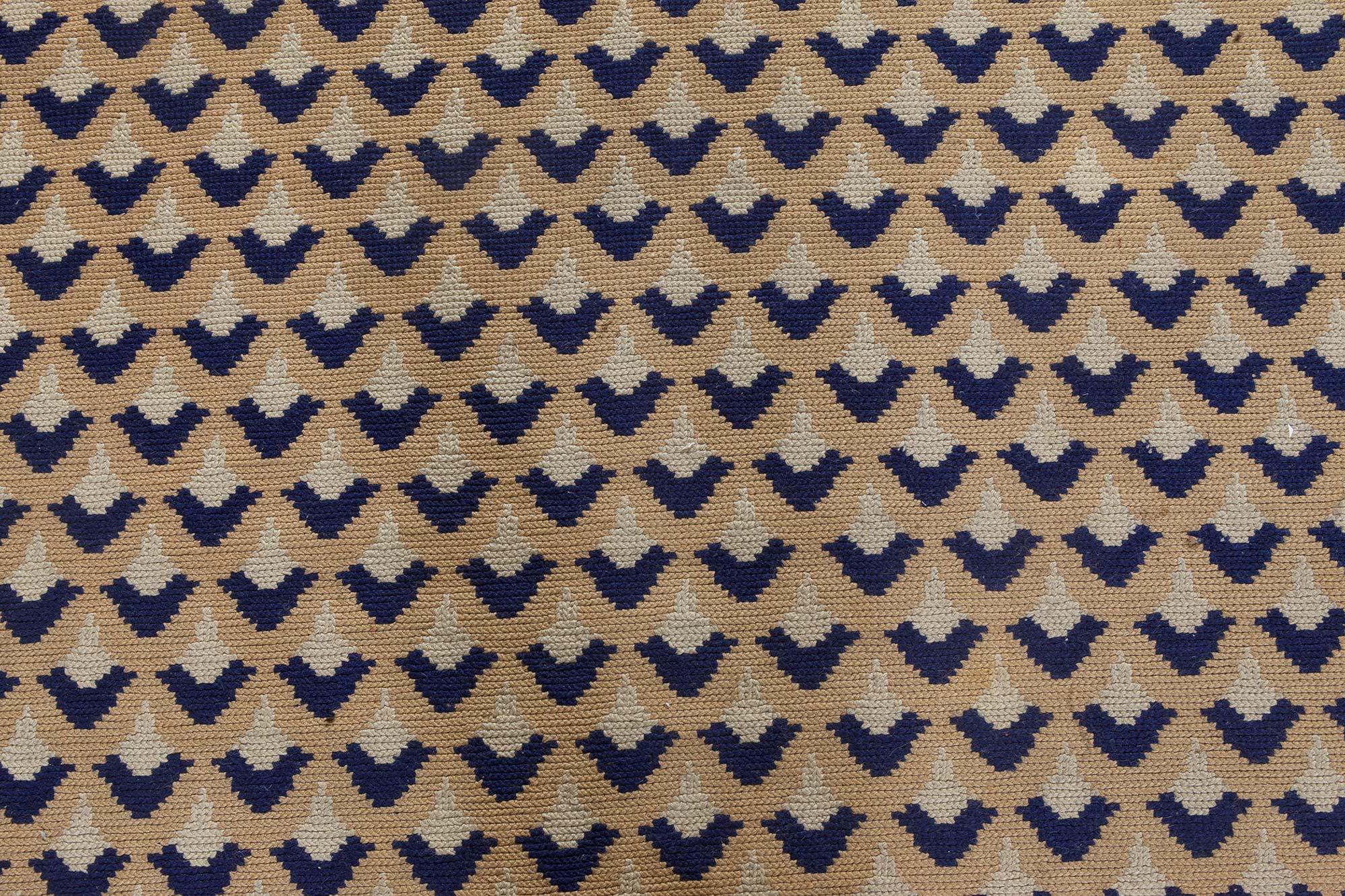 Mid-Century Modern Antique Portuguese Needlepoint Carpet For Sale