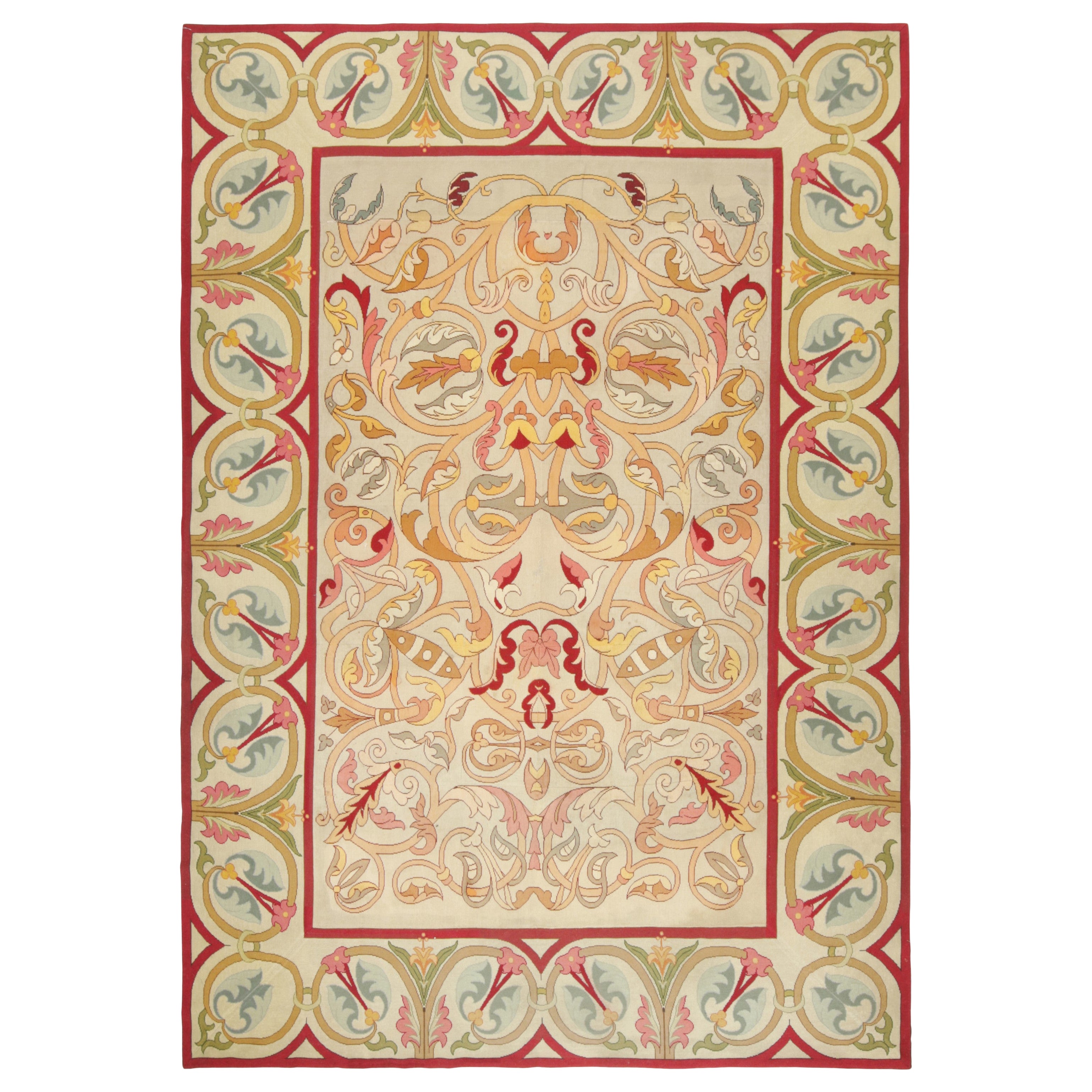 Antiker portugiesischer Nadelspitze-Teppich mit bunten Blumenmustern - Rug & Kilim im Angebot