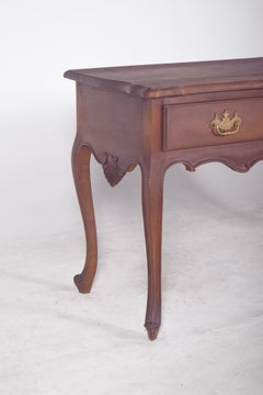 Antique Portuguese Oak Side Table with Three Drawers