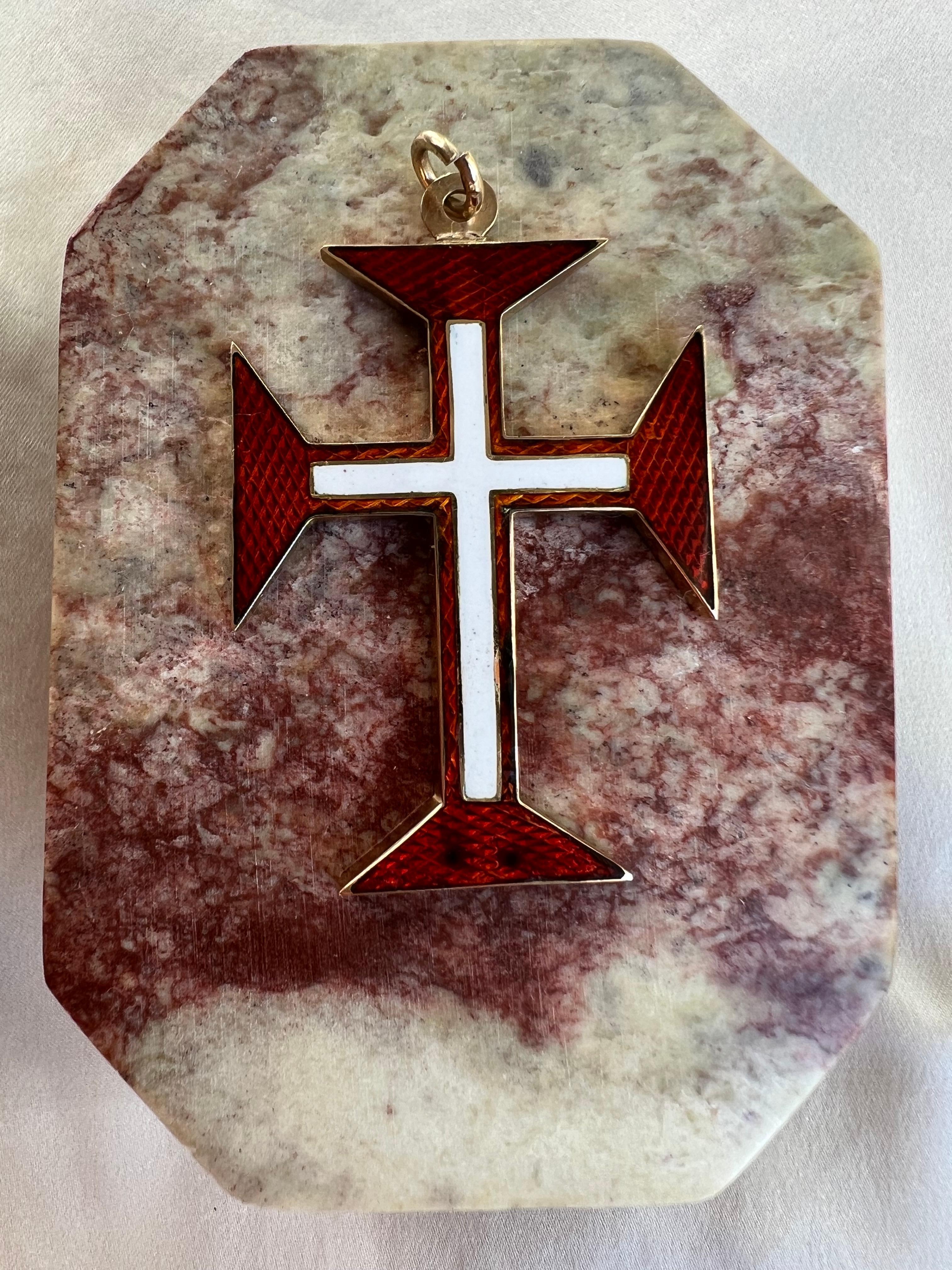 Antiker portugiesischer Christus-Orden 19k Gold & Emaille Kreuz-Anhänger (Spätviktorianisch)