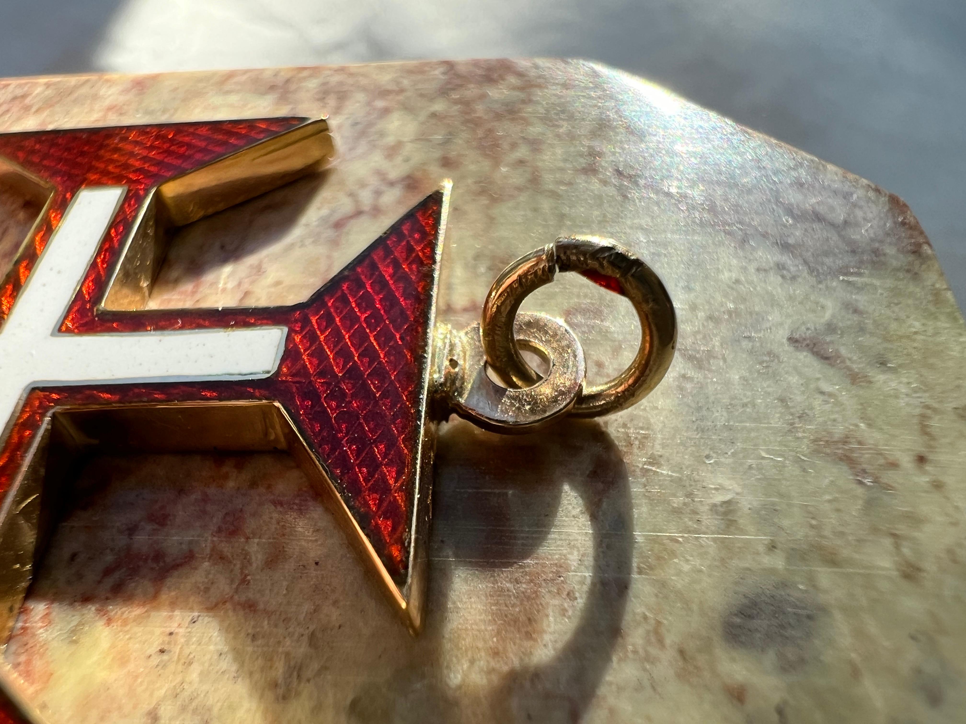 Antiker portugiesischer Christus-Orden 19k Gold & Emaille Kreuz-Anhänger für Damen oder Herren