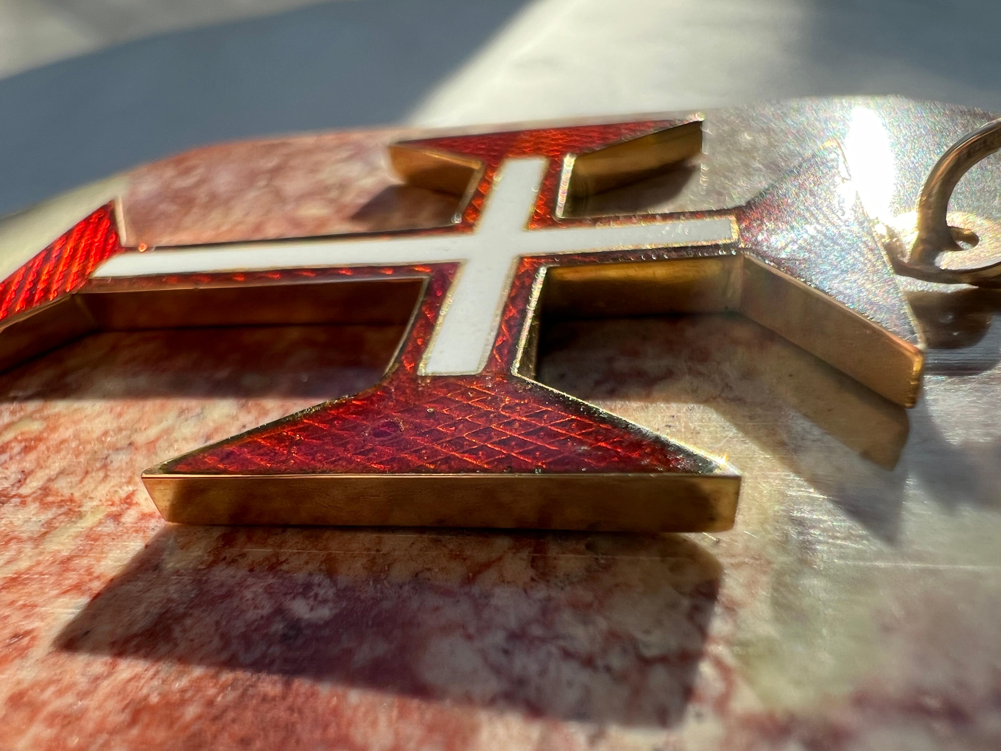 Antiker portugiesischer Christus-Orden 19k Gold & Emaille Kreuz-Anhänger 1