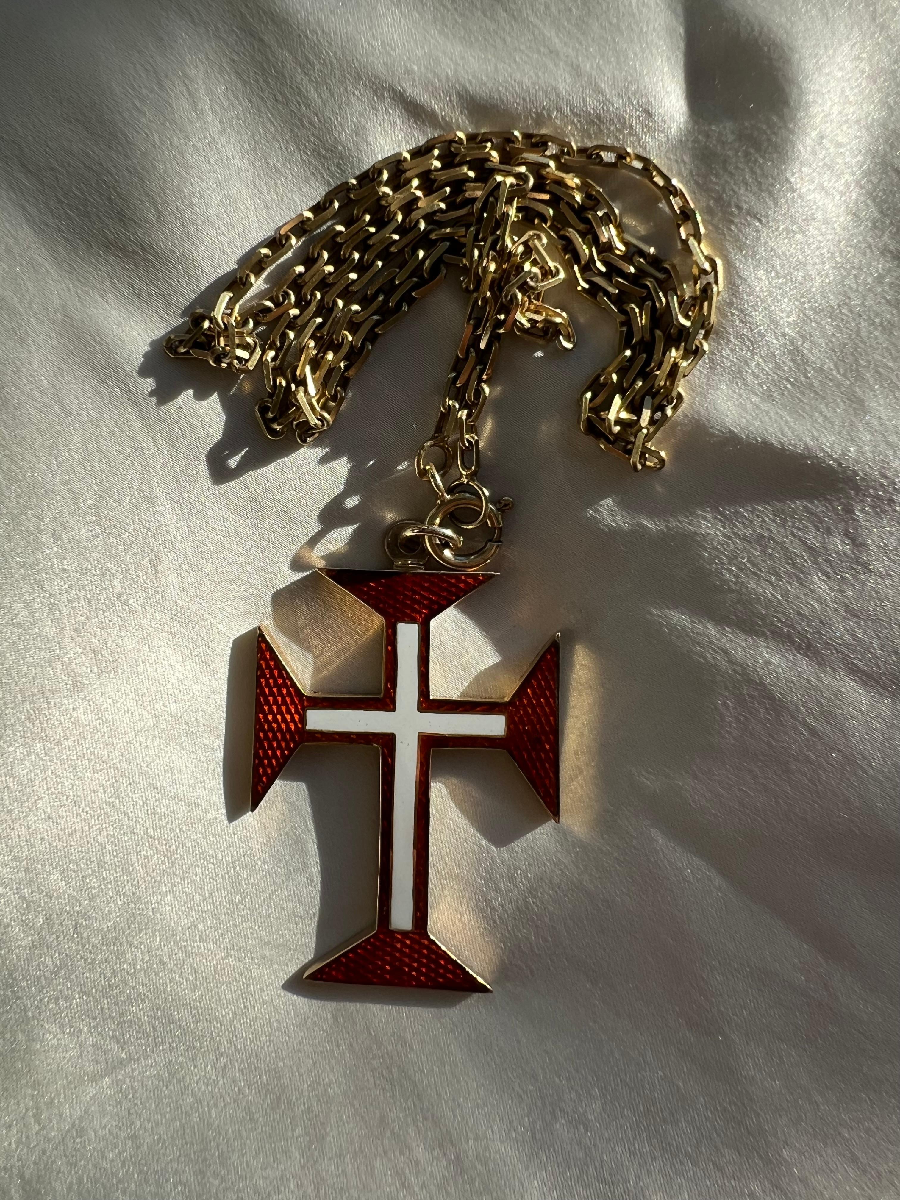 Antiker portugiesischer Christus-Orden 19k Gold & Emaille Kreuz-Anhänger 2
