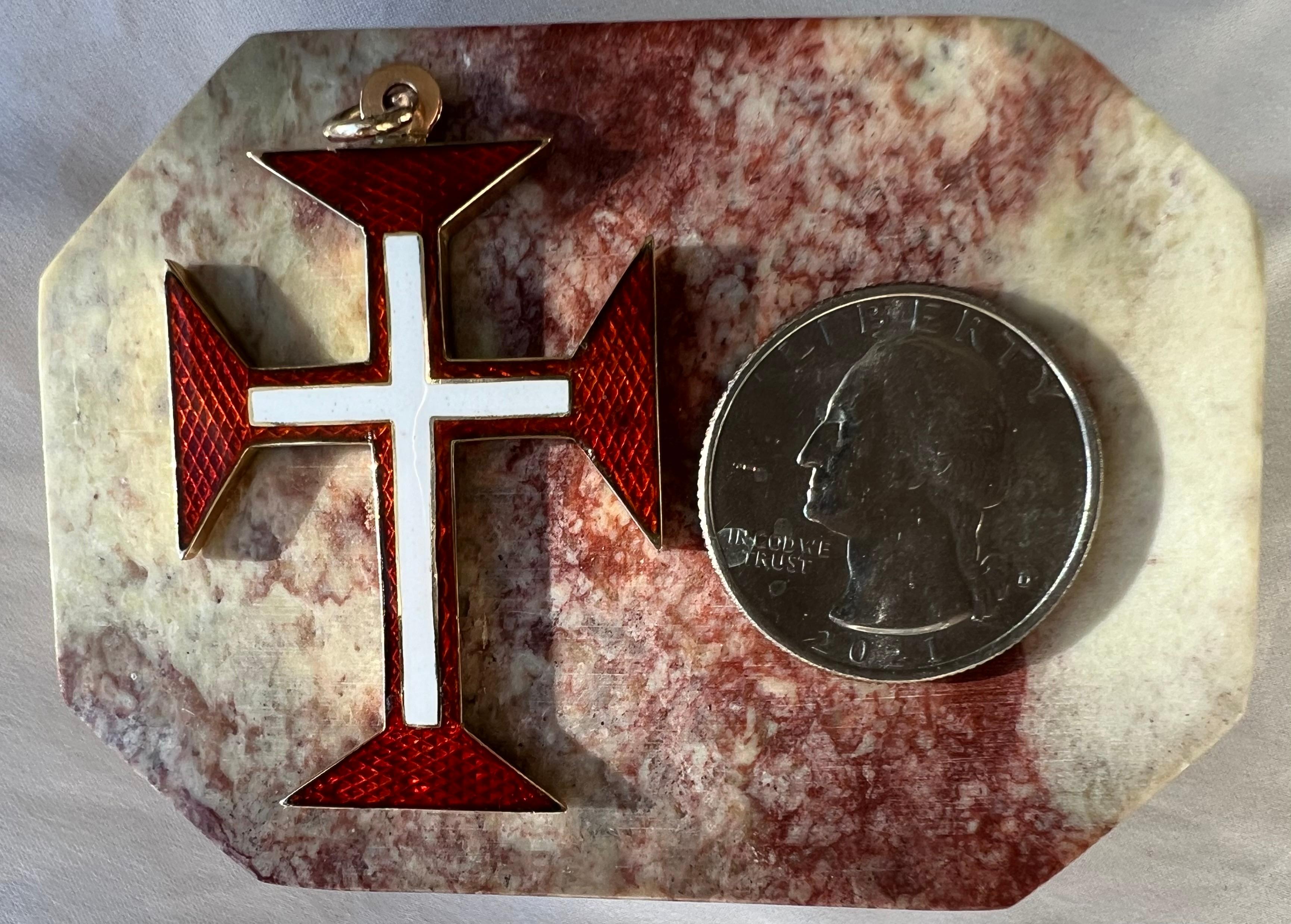 Antiker portugiesischer Christus-Orden 19k Gold & Emaille Kreuz-Anhänger 3