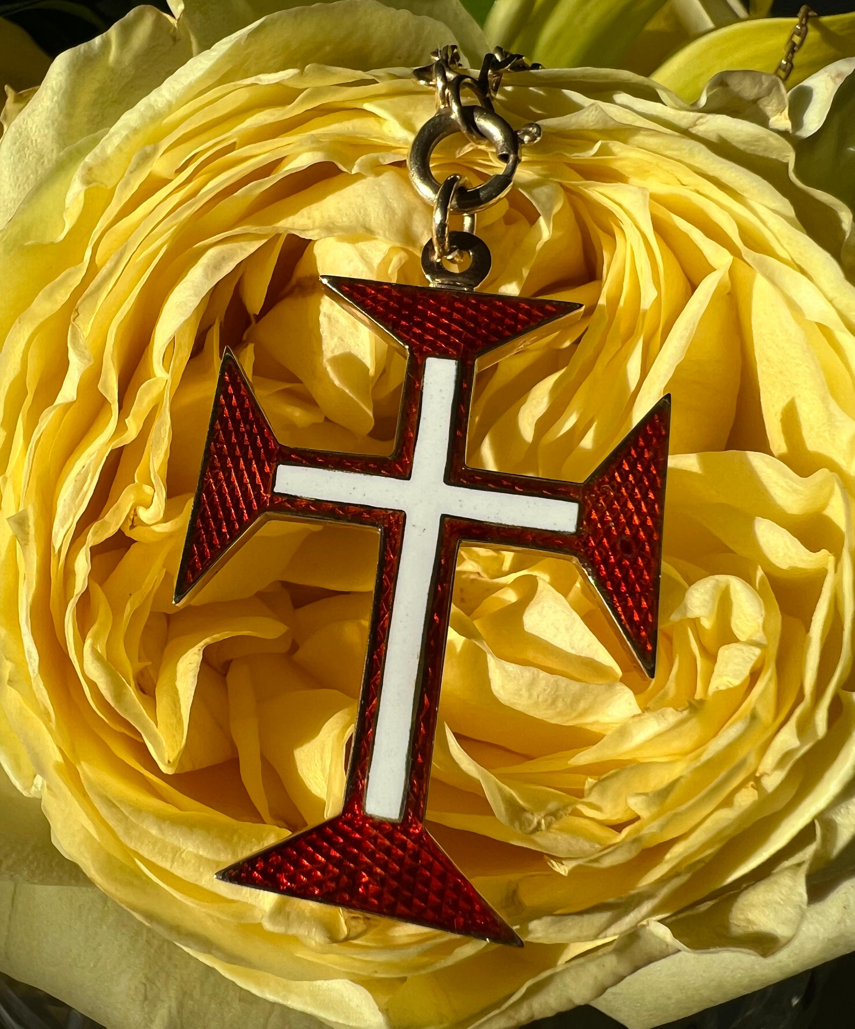 Antiker portugiesischer Christus-Orden 19k Gold & Emaille Kreuz-Anhänger 4