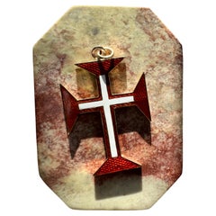 Antiker portugiesischer Christus-Orden 19k Gold & Emaille Kreuz-Anhänger