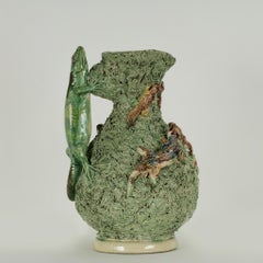 Antique Portuguese Palissy Pitcher With Lizards